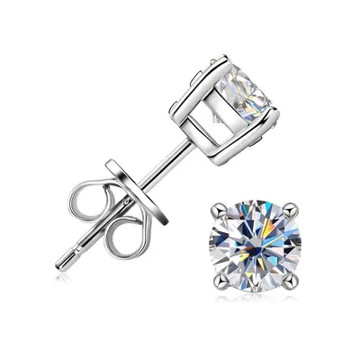 S925 Silver Moissanite Earrings, 4-Claw Design, 18K Gold Plated