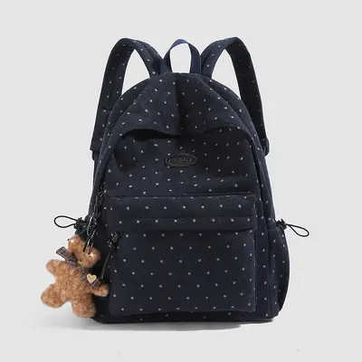 Retro Wool Plaid Women's Backpack for High School and University Students - 13