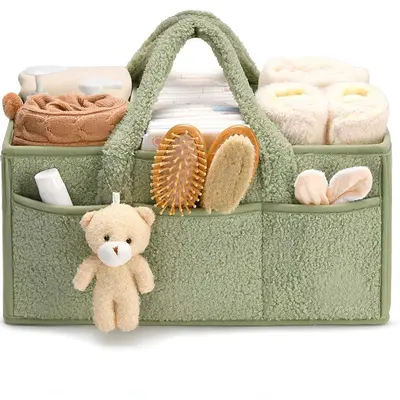 Teddy Fleece Bebek Bezi Saklama Çantası Bezi Saklama Torbasında Büyük Kapasiteli Seyahat Anne Çantası Ev Saklama Çantası