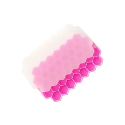 Waben-Eiswürfelform Eiswürfelbox DIY 37-Gitter gefrorene Zuckerform Silikon-Eiswürfelform mit Deckel Waben kreative Eisherstellungsbox - 10