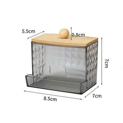 Acrylic Cotton Swab Storage Box, Transparent Gray Stackable Cosmetics Organizer - 13