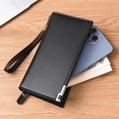 Large Capacity Long Zipper Men's Wallet with Coin Pocket - 4