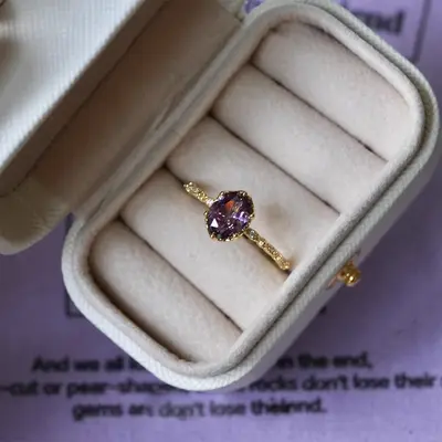 Purple open design ring for women, vintage style, versatile - 7