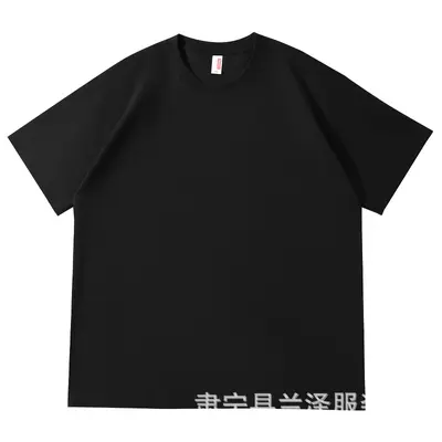 Schweres Gewicht 230g Baumwolljersey einfach tiefer Schulterschnitt Kurzarm Herren- und Damen-Casual-Vielseitig einfarbig T-Shirt Doppel-Tops Sommer - 9