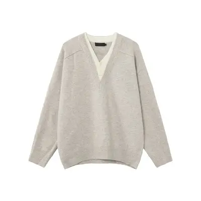Men's Autumn Winter Faux Two-Piece V-Neck Knitted Sweater - 9