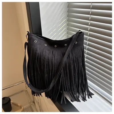 Boho-Umhängetasche mit Quasten und großem Fassungsvermögen - 4
