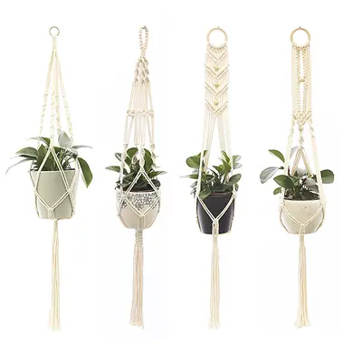 Handgefertigte Blumentopf-Hängeampel aus Baumwollseil, dekorative Hängeampel