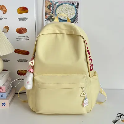 Women's Large-Capacity Lightweight Solid Color School Backpack - 12