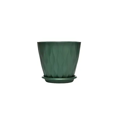 Plastic Planter with Saucer, Scandinavian Style White, Large Plant Pot - 9