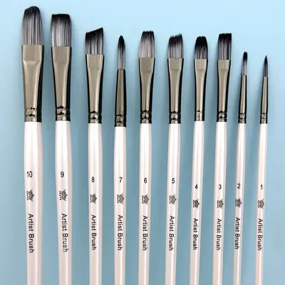 10-Piece Pearl White Student Painting Set Nylon Hair Brushes - 5