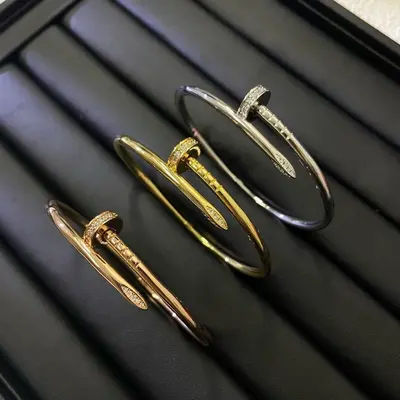 Klasik çivi bileklik, katı metal, çift model - 2