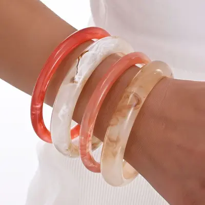 Sınır Ötesi Avrupa Amerika Amazon Yeni Model Bileklik Moda Kişisel Minimalist Tarzı Şeffaf Mermer Desen Vintage Bilezik - 8