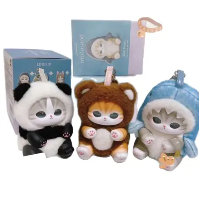 Mofusand Köpekbalığı Kedi blind box vinil peluş figür anahtarlık