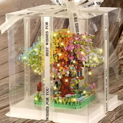 Educational Building Block Set Compatible with LEGO Rainbow Sakura Tree House - 8