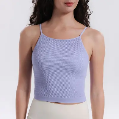 Women's Seamless One-Piece Cup Sports Bra, Shockproof Open-Back Yoga Tank Top - 9
