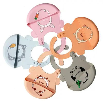Cartoon silicone bib, 3D pocket, stereo design