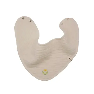 100% Cotton Embroidered Baby Bib, Thin Solid Colour - 7