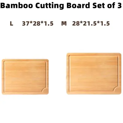 Carbonized Bamboo Cutting Board 3-Piece Set with Non-Slip Mat and Stand - 9