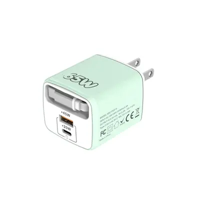 65W Galliumnitrid-Ladegerät 3-in-1 PD Schnellladegerät mit einziehbarem Kabel USB-Stecker