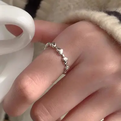 Women's 925 sterling silver asymmetric geometric ring - 8