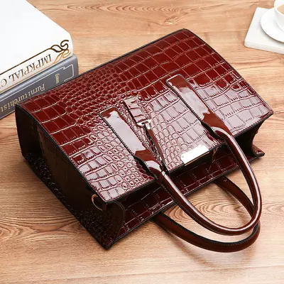 Damen-Crossbody-Tote-Bag mit Krokodilmuster - 5