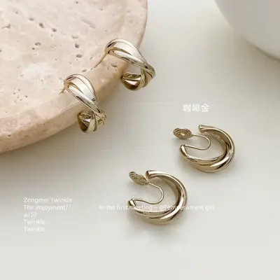 SUNNYZOO｜旺角街道 交叉线条枪灰色耳环小众韩系设计高级感耳饰 - 10