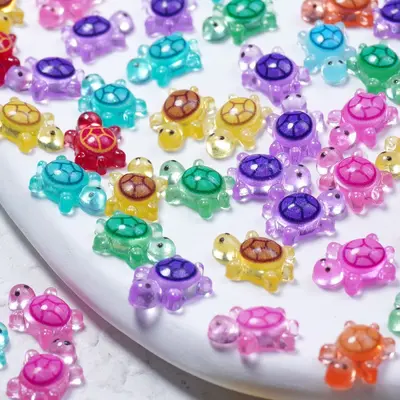 Glow-in-the-Dark Turtle Nail Charms with Resin Rhinestones, DIY Material