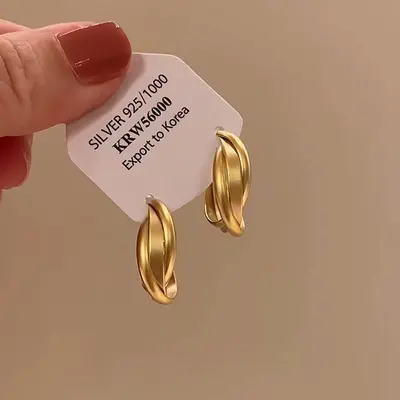 14K gold-plated geometric earrings, vintage style - 9