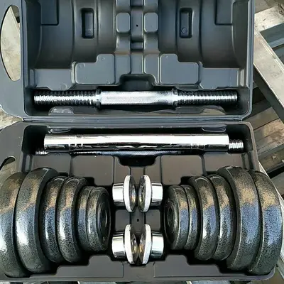 Painted barbell set, adjustable dumbbells, gift box