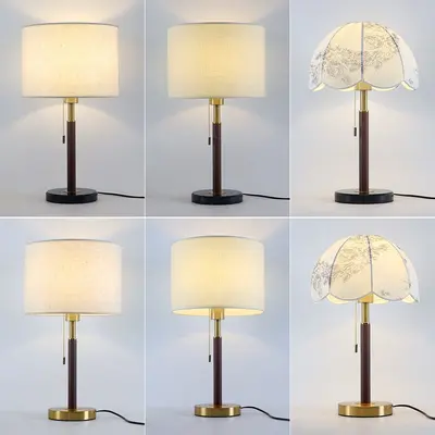 Retro-Hotel-Tischlampe mit Stoffschirm und Schalter