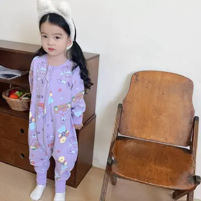 Bebek Yazlık Pamuklu Kısa Kollu Tulum Gecelik - 11