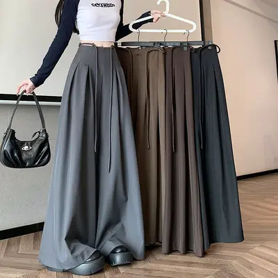 Women's High-Waist Wide-Leg Suit Trousers, Loose Relaxed Fit