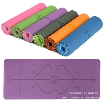 Kaymaz TPE yoga matı iki renkli darbe emici fitness spor matı kalınlaştırılmış yoga özel toptan satış