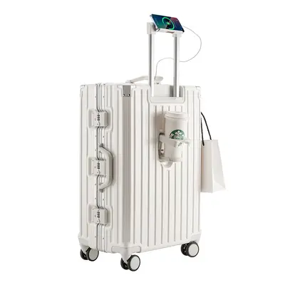 2025 Neues Modell Koffer robust langlebig verstärkt Herrenkoffer mit drei Verriegelungen Trolley Reisekoffer Damenkoffer Zahlenkombinationsschloss Lederkoffer - 6