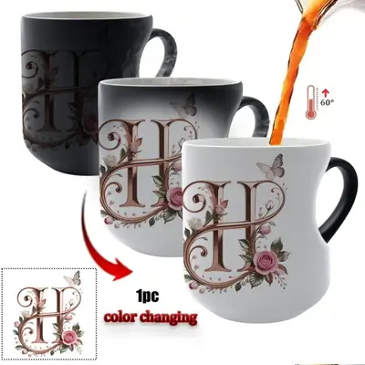 Heart-Shaped Color-Changing Ceramic Mug, Reusable Heat-Sensitive Coffee Cup