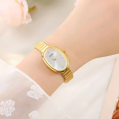 Damen-Quarzuhr oval, elegantes leichtes Design - 7