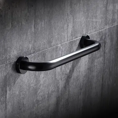 Non-Slip Bathroom Grab Bar for Elderly, Aluminum with Black Handle - 7