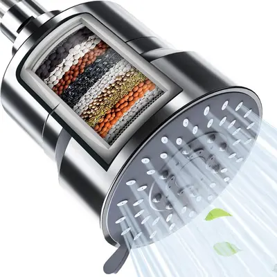 10-Function Pressurized Filter Shower Head Set with Spray Gun - 11