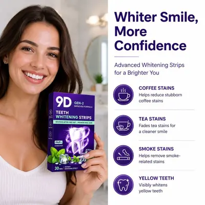V34 Purple Teeth Whitening Strips, Stain Removal, Gum Protection - 3