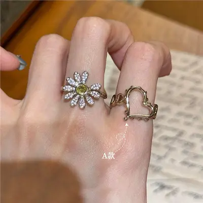 French vintage coffee gold lace ring, women's, open adjustable - 8