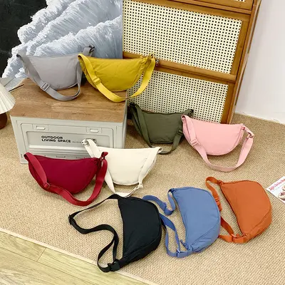 Japanese-Style Solid Color Lightweight Canvas Crossbody Bag
