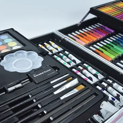 145-piece double-layer aluminum box children's paint brush art set watercolor pencil colored pencil art supplies paint brush direct sales