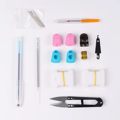 Набор инструментов для вышивки: наперсток, начинающим, DIY, ручная работа, пяльцы для пальцев, традиционная ручка со стираемыми чернилами, игла для ручного шитья, домашние мелкие нитки, ножницы