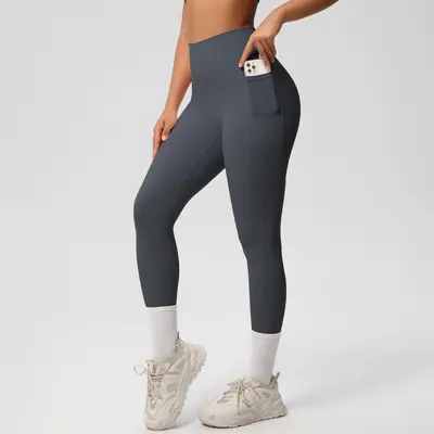 Çift taraflı yoga pantolonu, yüksek bel, elastik, nefes alabilen - 11