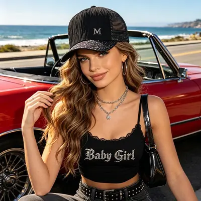 Cross-Border Outdoor Sports Baseball Cap mit Buchstaben-Pailletten, atmungsaktiv, modisches vielseitiges Sonnenschutzcap, Damencap mit Schirm - 4