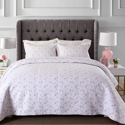 Baumwoll-Steppdecke mit Blumenmuster im Landhausstil, 3- oder 4-teiliges Set - 1