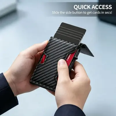 Amazon New Men's Card Holder Wallet RFID Anti-Theft Automatic Pop-Up Card Case Cross-Border High-End Wallet Card Holder - 5