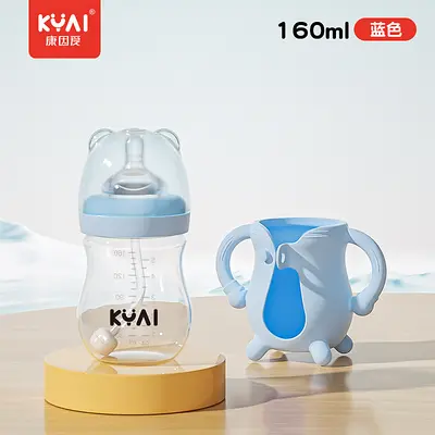 Babyflasche mit breitem Hals, Silikonhülle, stoßfestes Glas - 7