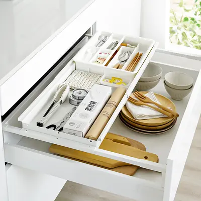 Drawer layered shelf, retractable basket, kitchen storage - 2
