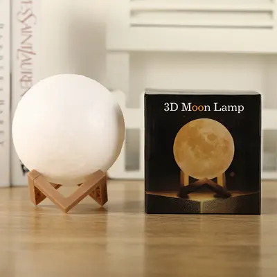 3D ay lambası el boyaması DIY yıldızlı gökyüzü lambası ay lambası LED yatak odası başucu atmosfer gece lambası stüdyo boyalı lamba - 10